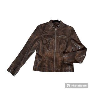 I.E. Brown Leather Moto Jacket sz. small